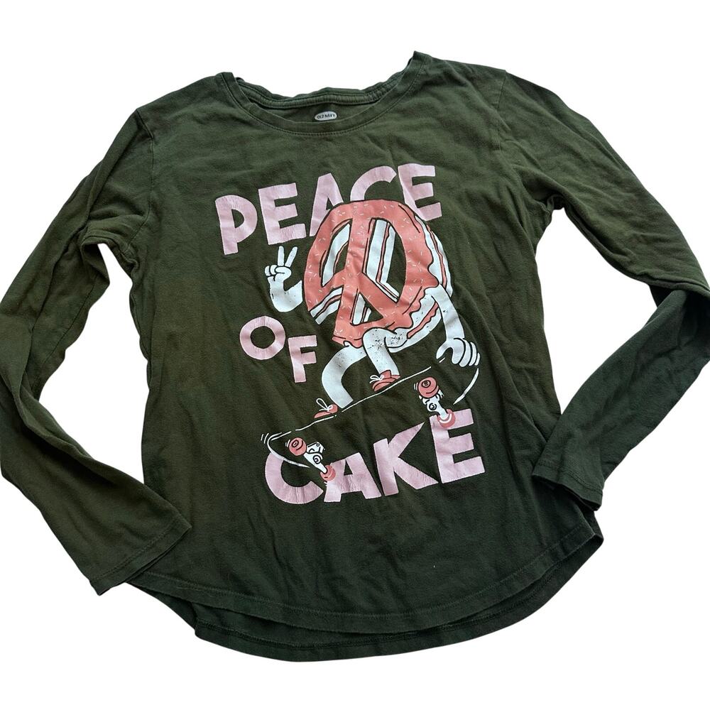 Old Navy Green "Peace of Cake" Graphic Tee - Size L